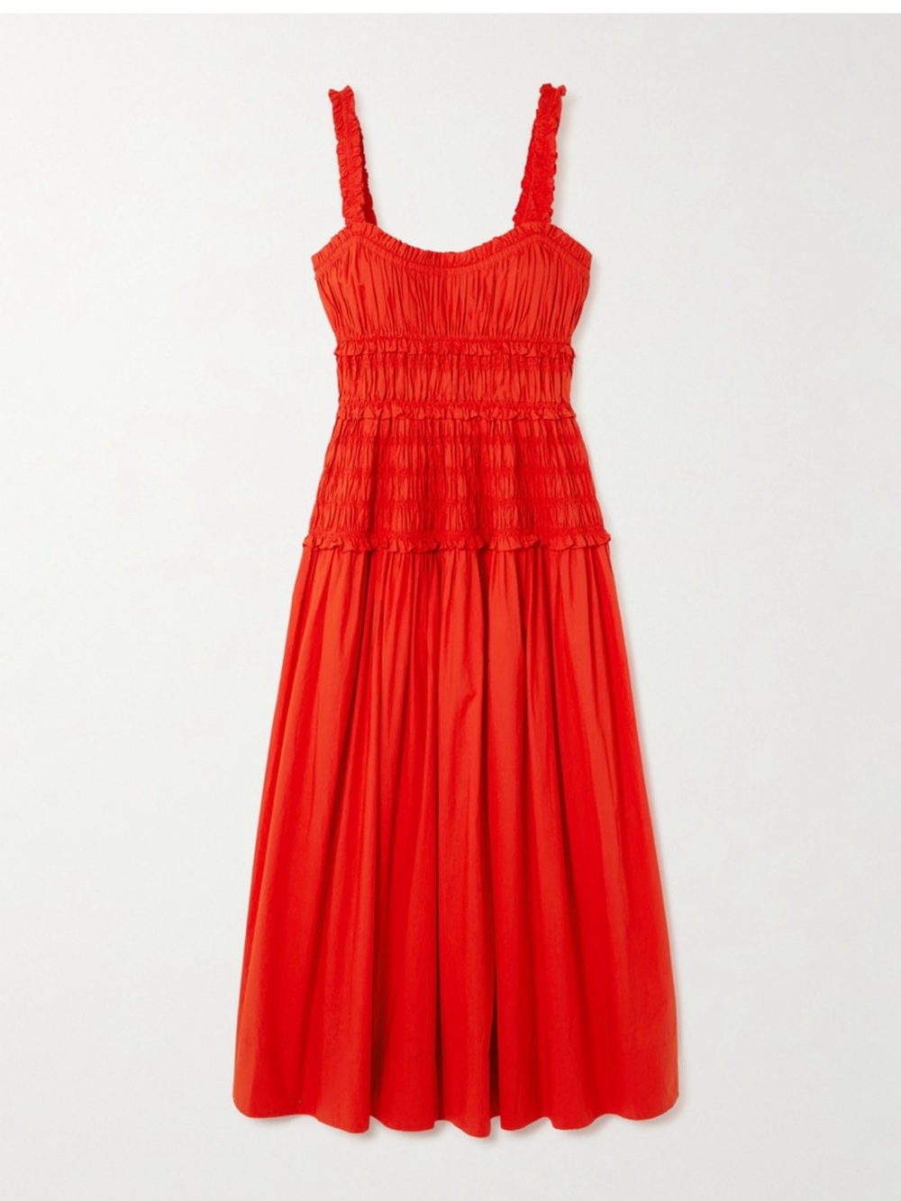 Dôen Red Smocked Maxi Marianne Dress